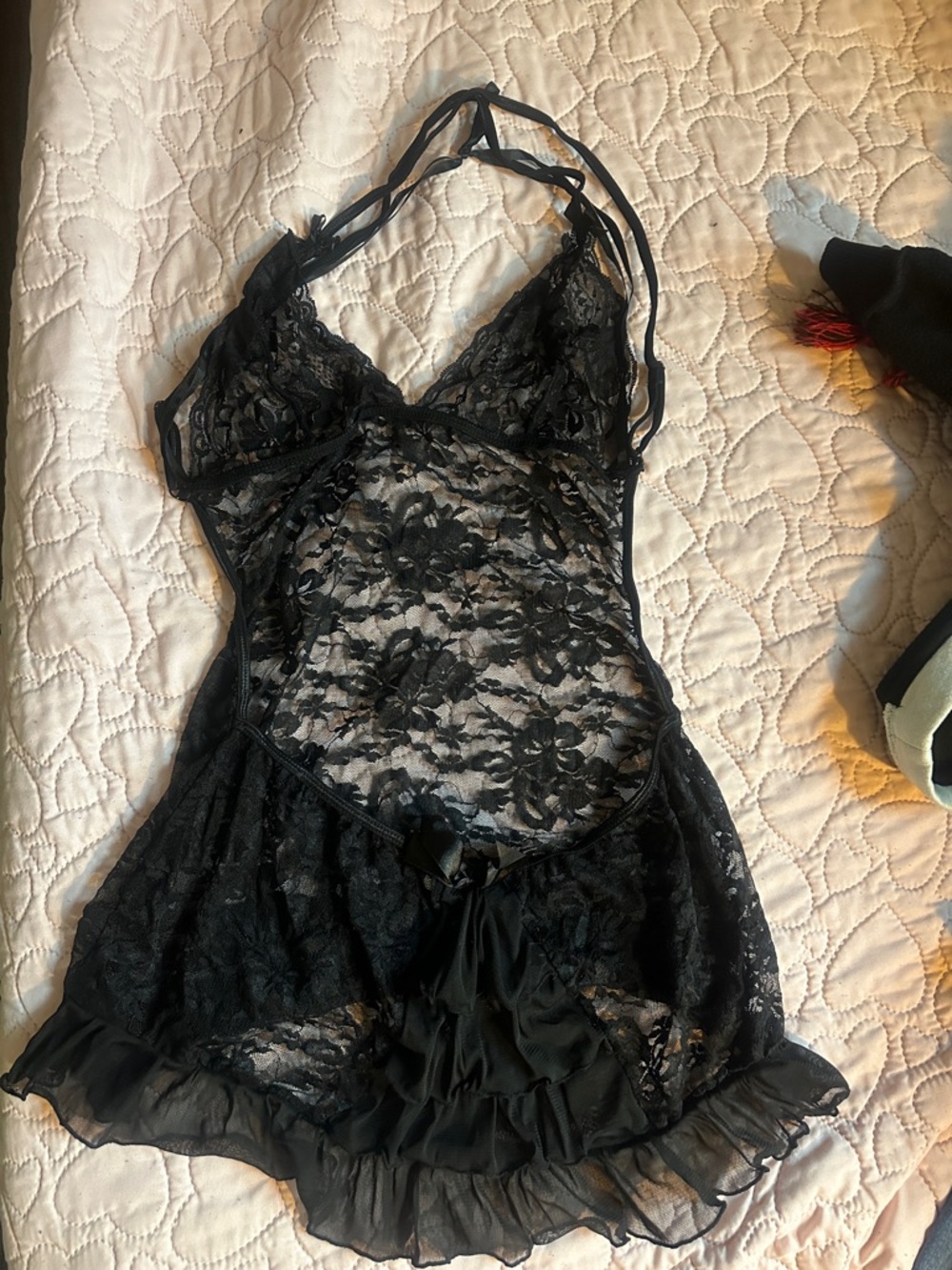 Dreamgirl Black Sheer Lace Babydoll Chemise